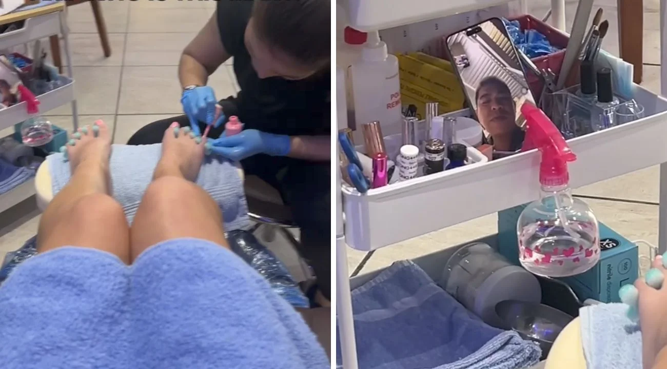 "Stavo facendo la pedicure, poi mi sono accorta che c'era uno spettatore nascosto"